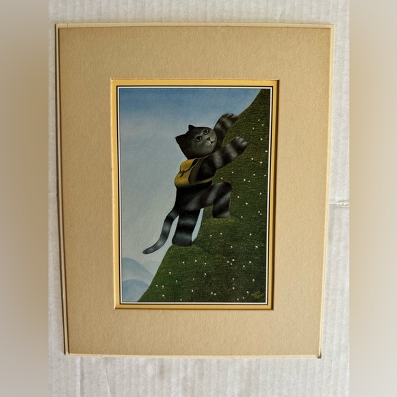 3 Vintage 1980 Martin Leman anthropomorphic cat unframed lithographs.8”x10” - Picture 7 of 16